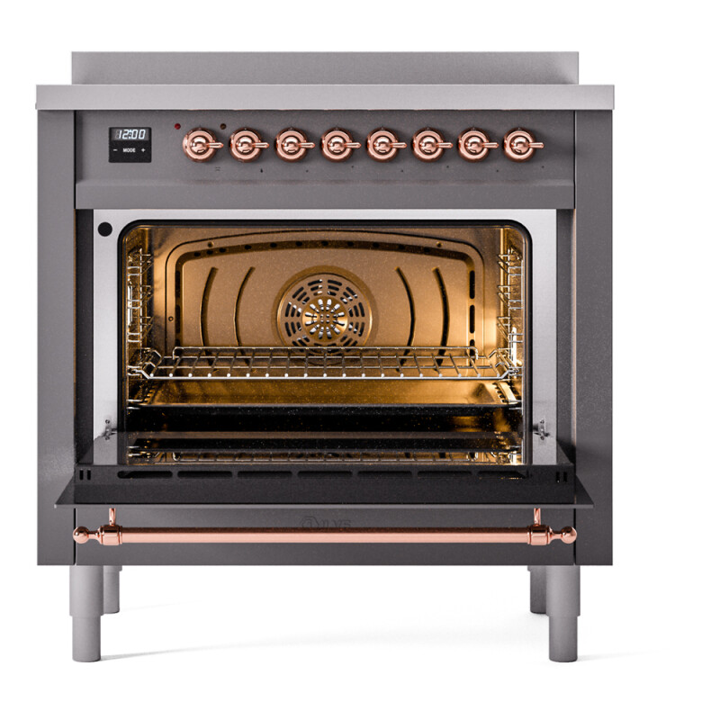 Nostalgie II 36 UPI366NMPMGP Freestanding Electric Range Range with Induction Single Oven with Triple Glass Door with Copper knobs UPI366NMPMGP