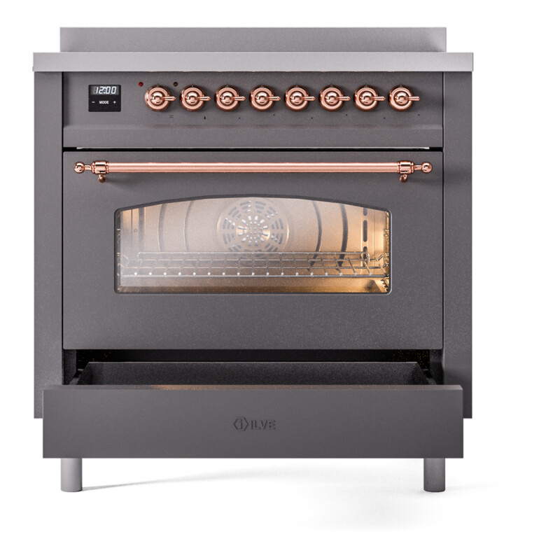 Nostalgie II 36 UPI366NMPMGP Freestanding Electric Range Range with Induction Single Oven with Triple Glass Door with Copper knobs UPI366NMPMGP