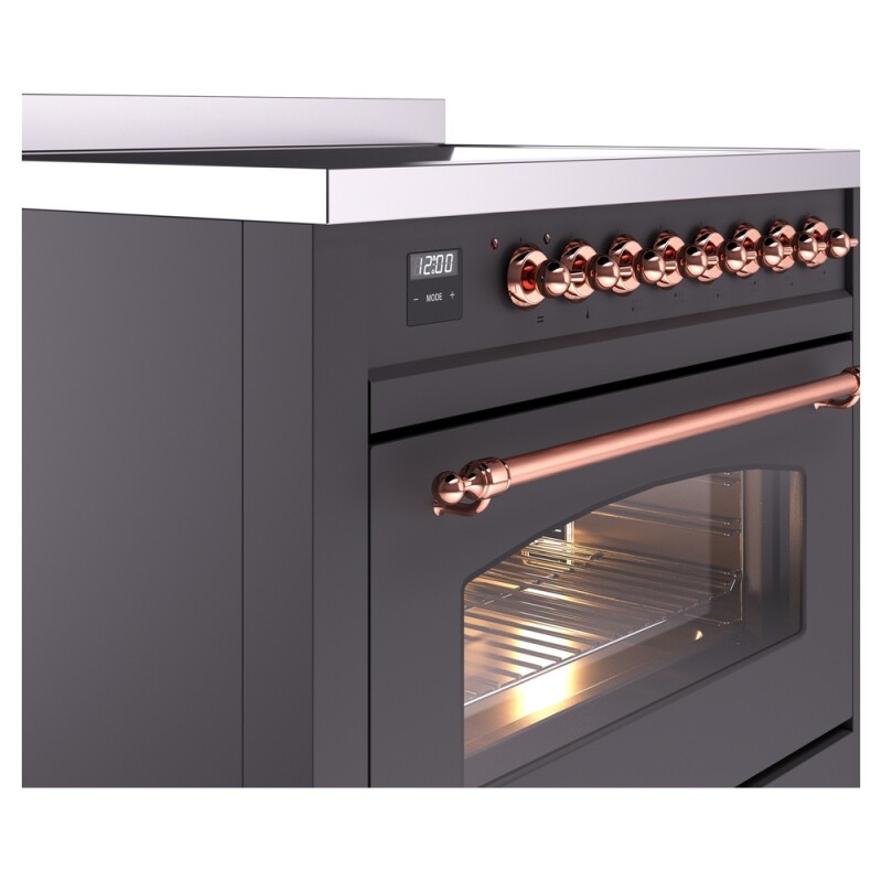Nostalgie II 36 UPI366NMPMGP Freestanding Electric Range Range with Induction Single Oven with Triple Glass Door with Copper knobs UPI366NMPMGP