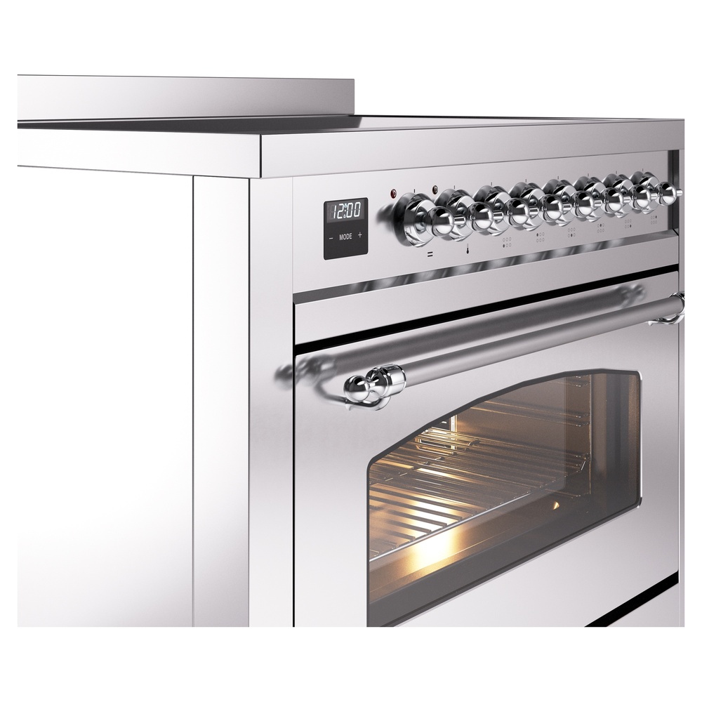 Nostalgie II Series 36 inch Freestanding Electric Induction Range with 6 Elements, Smoothtop Cooktop, 3.5 cu. ft. Total Oven Capacity, Convection Oven, Storage Drawer, with Chrome Trim UPI366NMPSSC