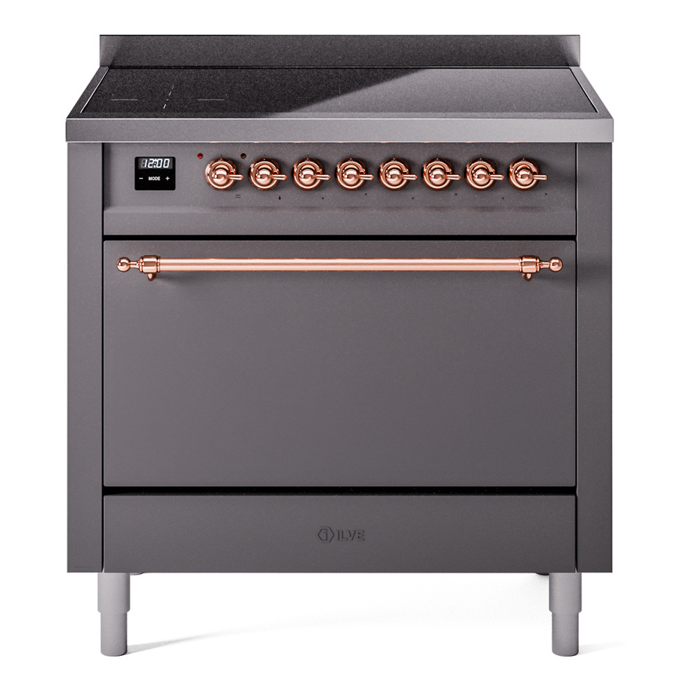 Nostalgie II 36 UPI366QNMPMGP Freestanding Electric Range Range with Induction Single Oven with Solid Door with Copper knobs UPI366QNMPMGP