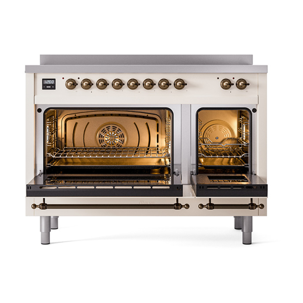 Nostalgie II 48 UPI486NMPAWB Freestanding Electric Range Range with Induction Double Oven with Triple Glass Door with Bronze knobs UPI486NMPAWB