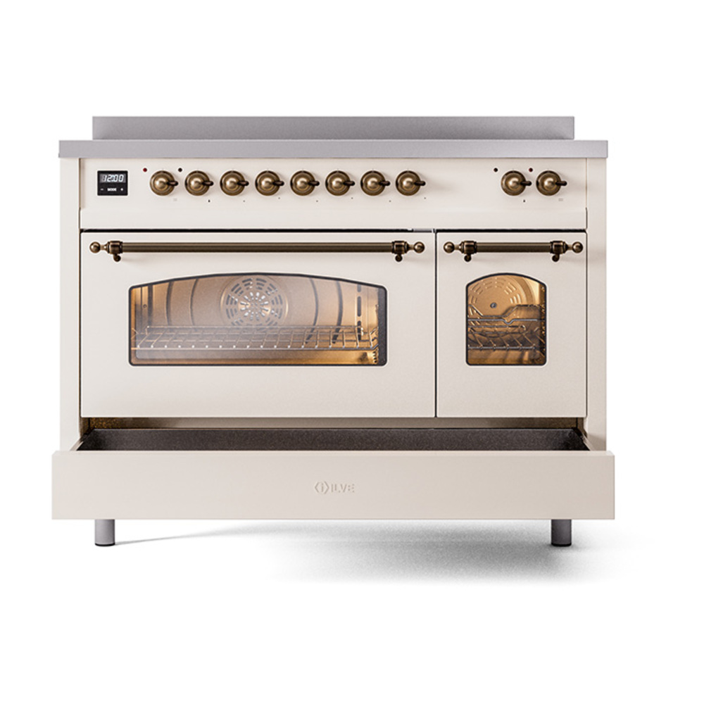 Nostalgie II 48 UPI486NMPAWB Freestanding Electric Range Range with Induction Double Oven with Triple Glass Door with Bronze knobs UPI486NMPAWB