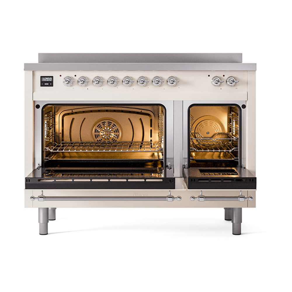 Nostalgie II 48 UPI486NMPAWC Freestanding Electric Range Range with Induction Double Oven with Triple Glass Door with Chrome knobs UPI486NMPAWC