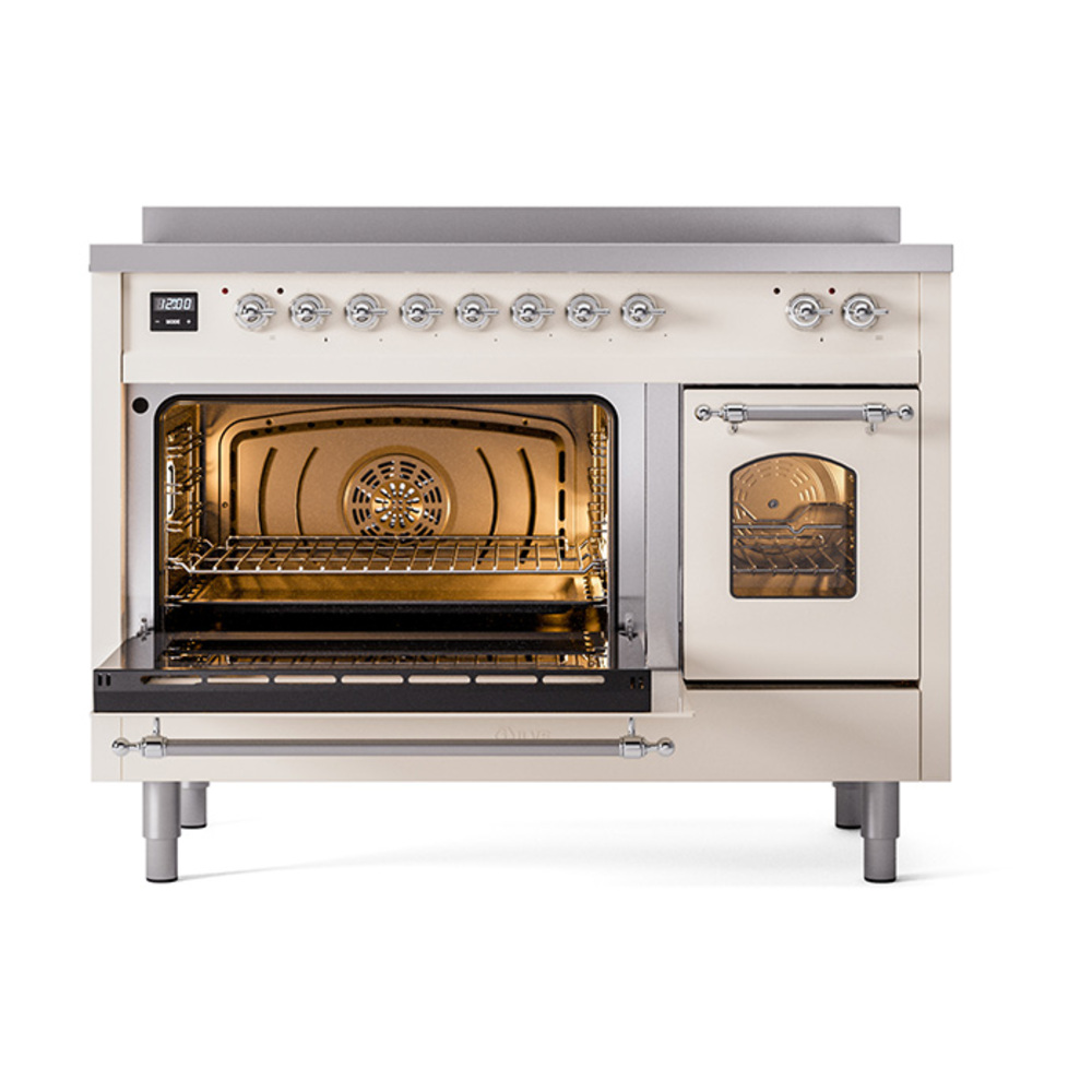 Nostalgie II 48 UPI486NMPAWC Freestanding Electric Range Range with Induction Double Oven with Triple Glass Door with Chrome knobs UPI486NMPAWC