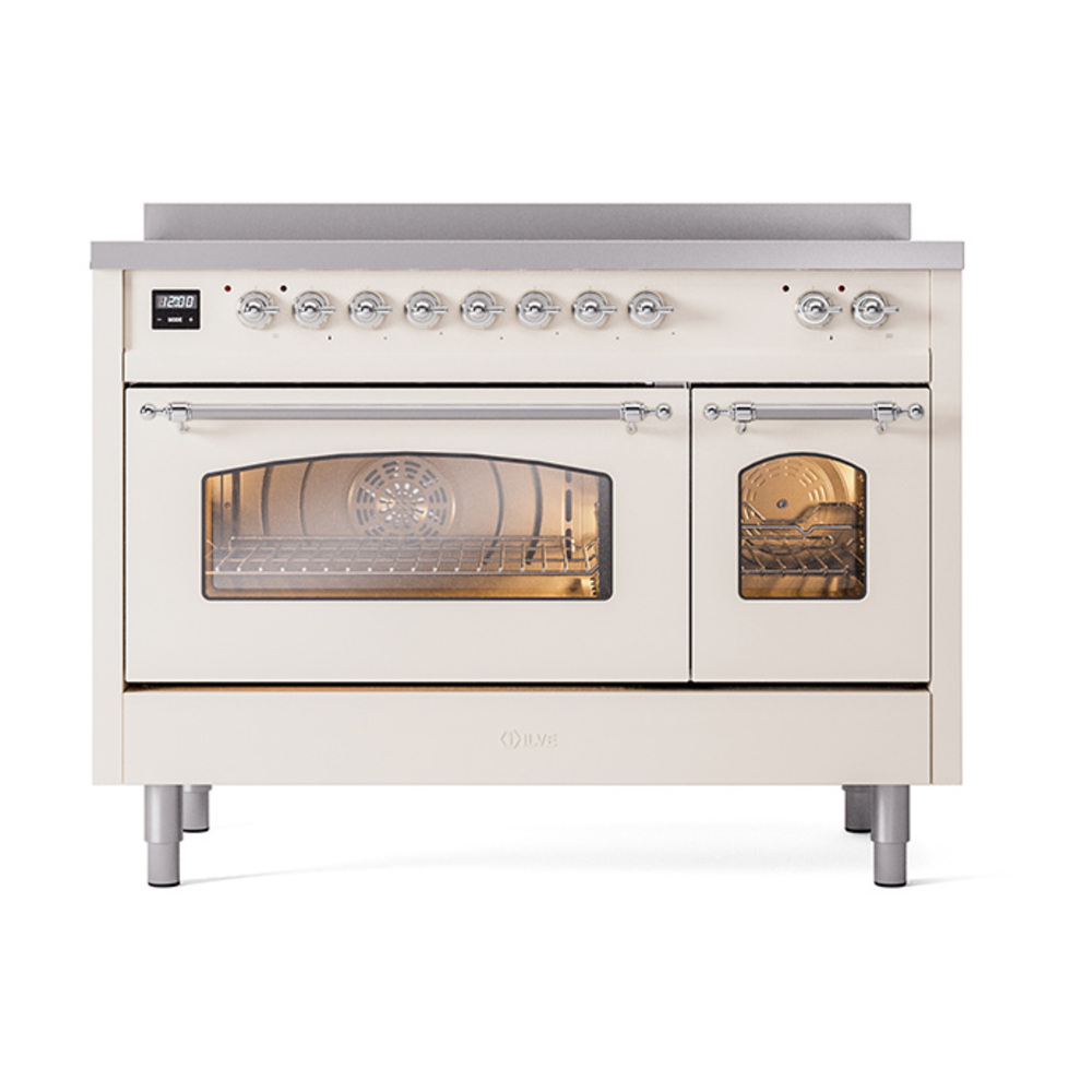 Nostalgie II 48 UPI486NMPAWC Freestanding Electric Range Range with Induction Double Oven with Triple Glass Door with Chrome knobs UPI486NMPAWC