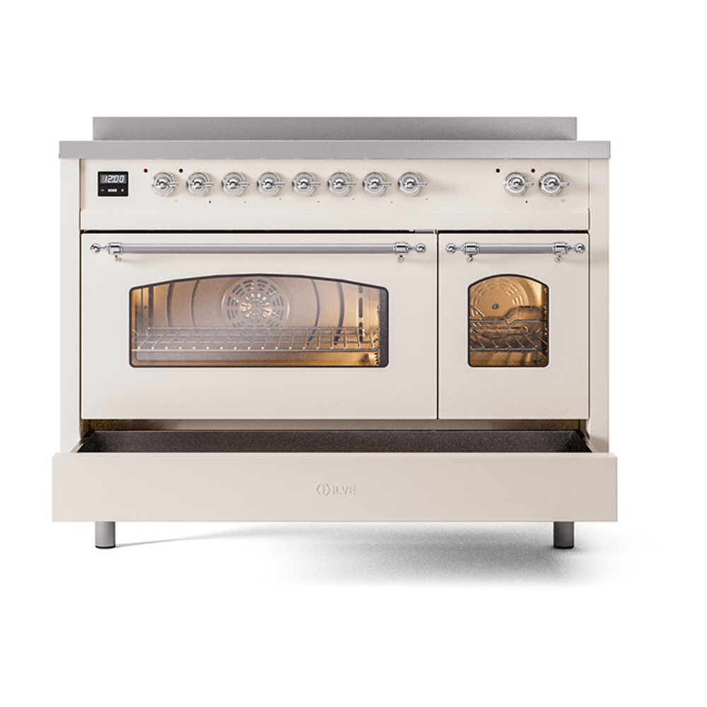 Nostalgie II 48 UPI486NMPAWC Freestanding Electric Range Range with Induction Double Oven with Triple Glass Door with Chrome knobs UPI486NMPAWC