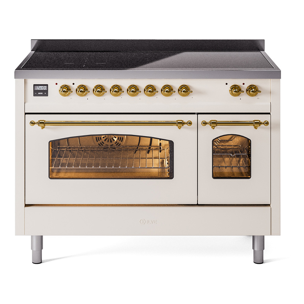 Nostalgie II 48 UPI486NMPAWG Freestanding Electric Range Range with Induction Double Oven with Triple Glass Door with Brass knobs UPI486NMPAWG