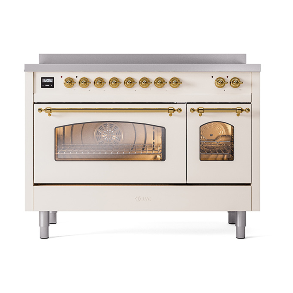 Nostalgie II 48 UPI486NMPAWG Freestanding Electric Range Range with Induction Double Oven with Triple Glass Door with Brass knobs UPI486NMPAWG