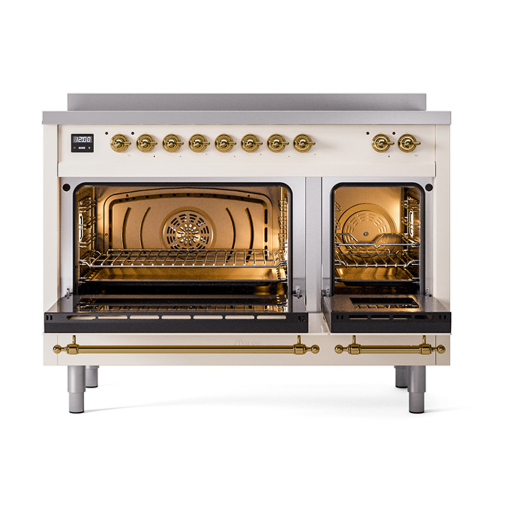 Nostalgie II 48 UPI486NMPAWG Freestanding Electric Range Range with Induction Double Oven with Triple Glass Door with Brass knobs UPI486NMPAWG