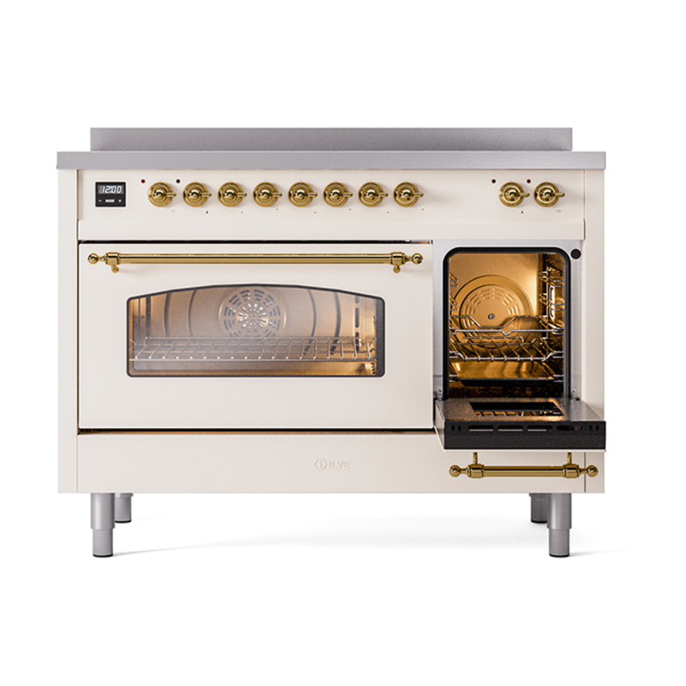 Nostalgie II 48 UPI486NMPAWG Freestanding Electric Range Range with Induction Double Oven with Triple Glass Door with Brass knobs UPI486NMPAWG