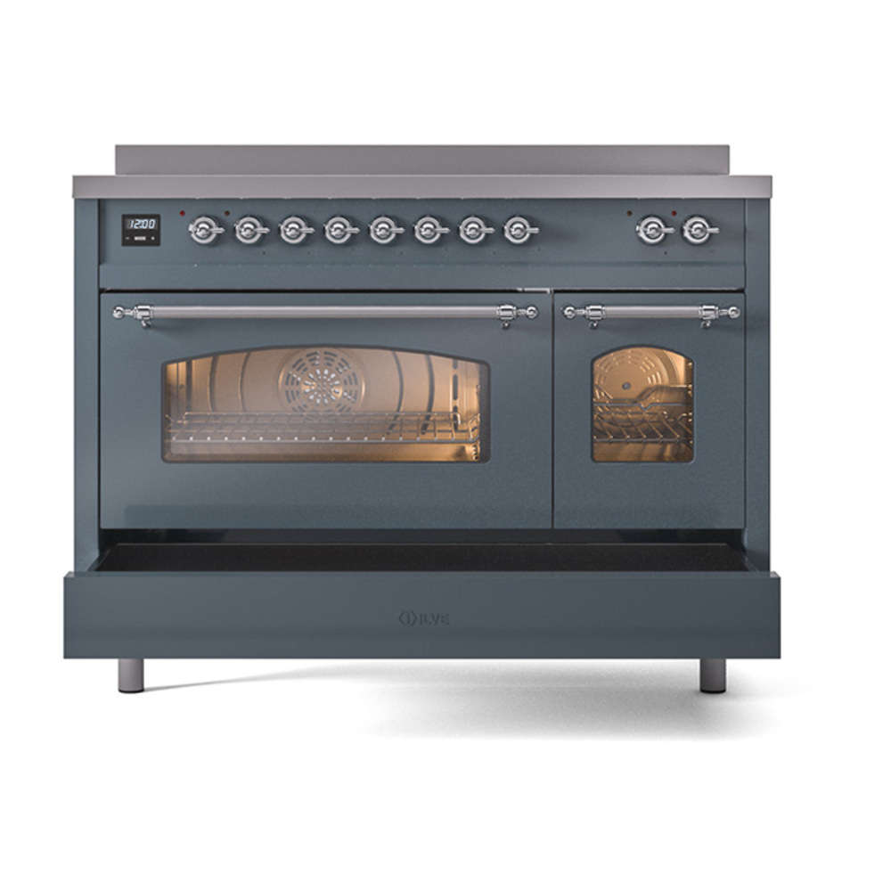 Nostalgie II 48 UPI486NMPBGC Freestanding Electric Range Range with Induction Double Oven with Triple Glass Door with Chrome knobs UPI486NMPBGC