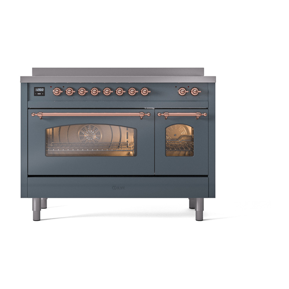Nostalgie II 48 UPI486NMPBGP Freestanding Electric Range Range with Induction Double Oven with Triple Glass Door with Copper knobs UPI486NMPBGP