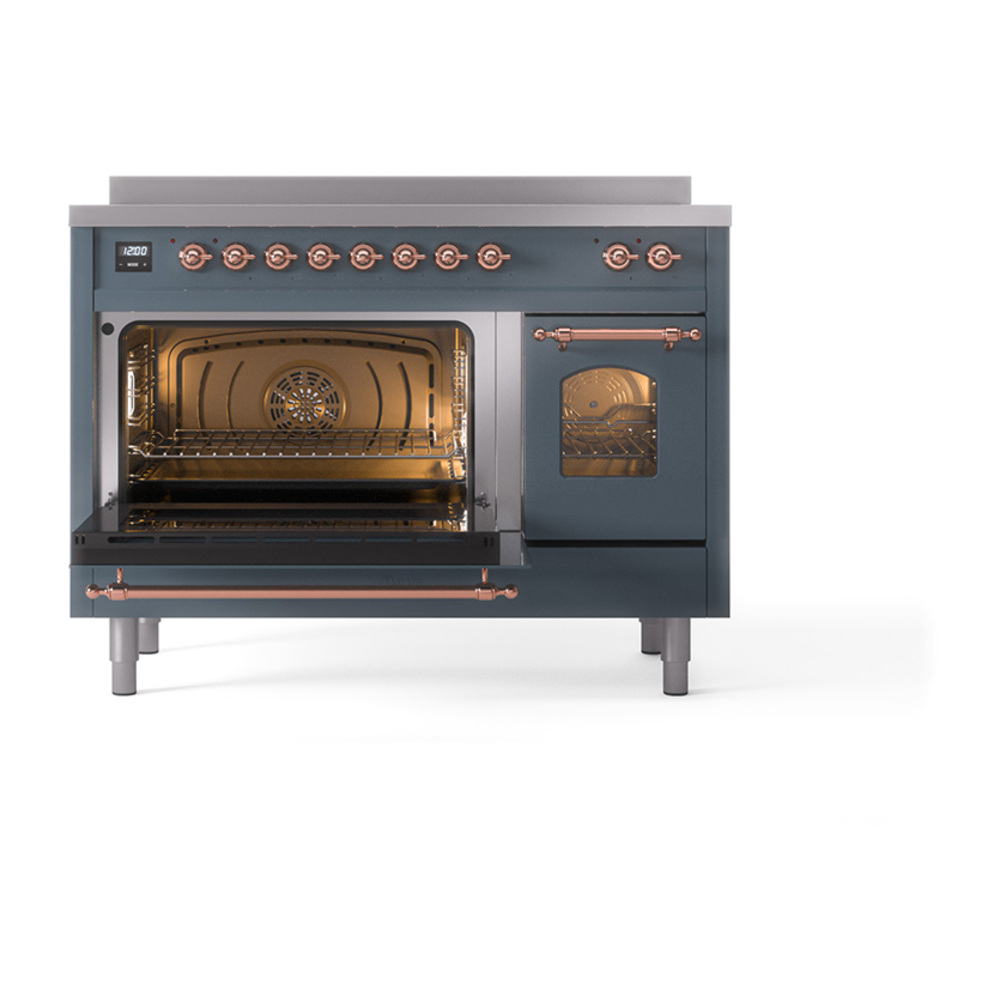 Nostalgie II 48 UPI486NMPBGP Freestanding Electric Range Range with Induction Double Oven with Triple Glass Door with Copper knobs UPI486NMPBGP