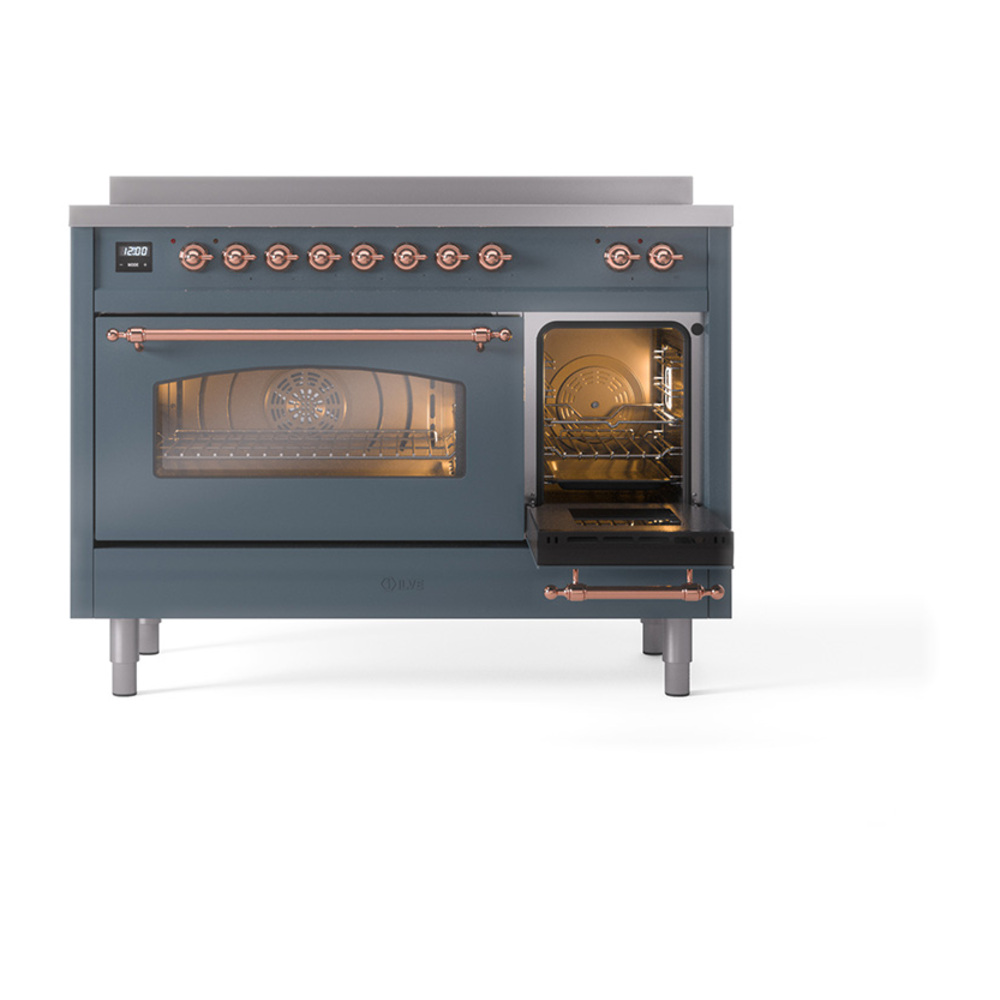 Nostalgie II 48 UPI486NMPBGP Freestanding Electric Range Range with Induction Double Oven with Triple Glass Door with Copper knobs UPI486NMPBGP