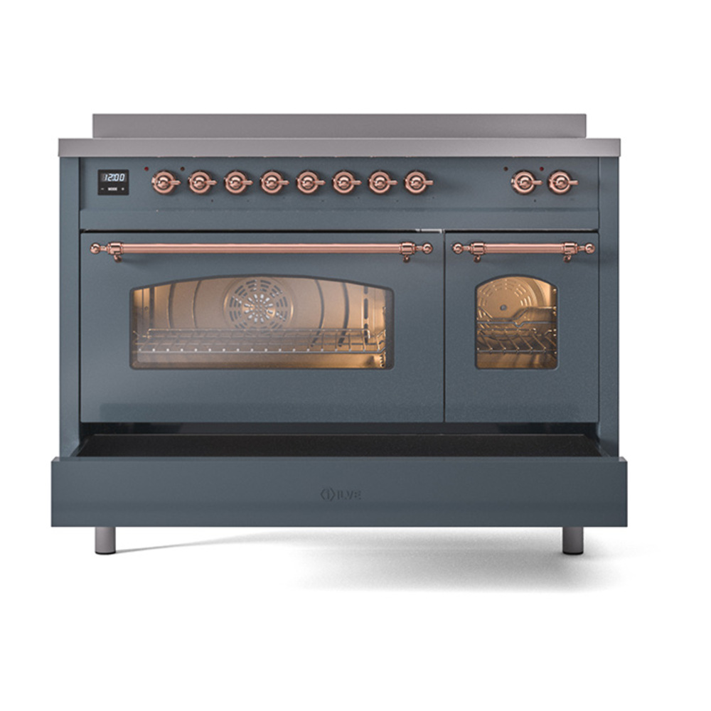 Nostalgie II 48 UPI486NMPBGP Freestanding Electric Range Range with Induction Double Oven with Triple Glass Door with Copper knobs UPI486NMPBGP