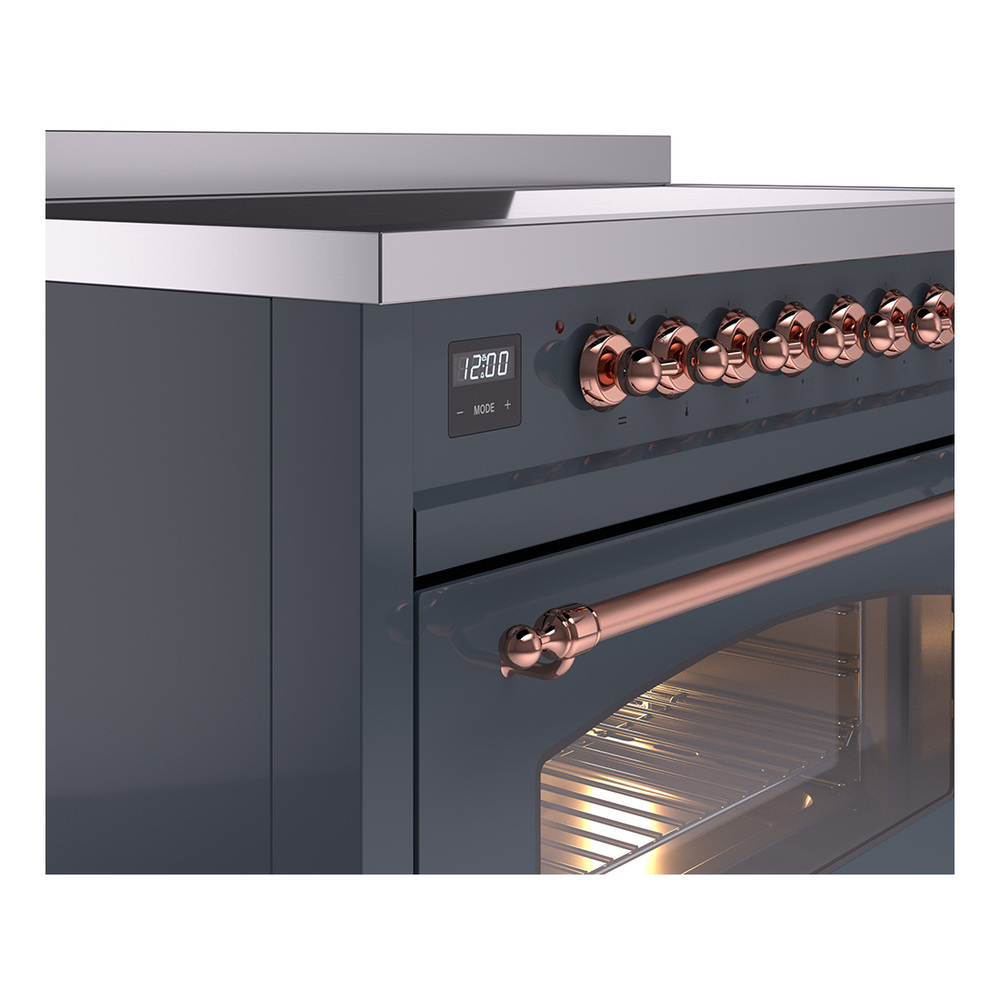 Nostalgie II 48 UPI486NMPBGP Freestanding Electric Range Range with Induction Double Oven with Triple Glass Door with Copper knobs UPI486NMPBGP