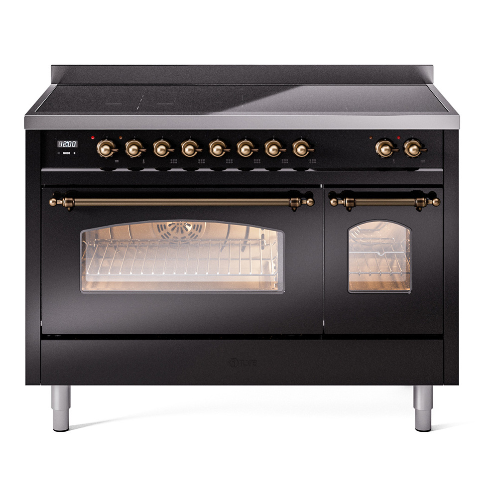 Nostalgie II 48 UPI486NMPBKB Freestanding Electric Range Range with Induction Double Oven with Triple Glass Door with Bronze knobs UPI486NMPBKB