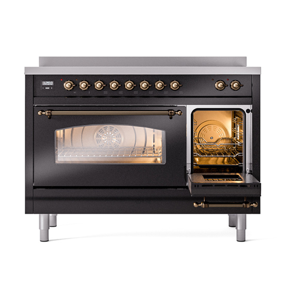 Nostalgie II 48 UPI486NMPBKB Freestanding Electric Range Range with Induction Double Oven with Triple Glass Door with Bronze knobs UPI486NMPBKB