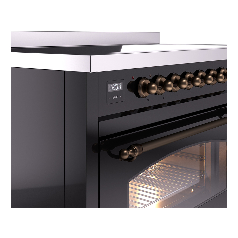 Nostalgie II 48 UPI486NMPBKB Freestanding Electric Range Range with Induction Double Oven with Triple Glass Door with Bronze knobs UPI486NMPBKB
