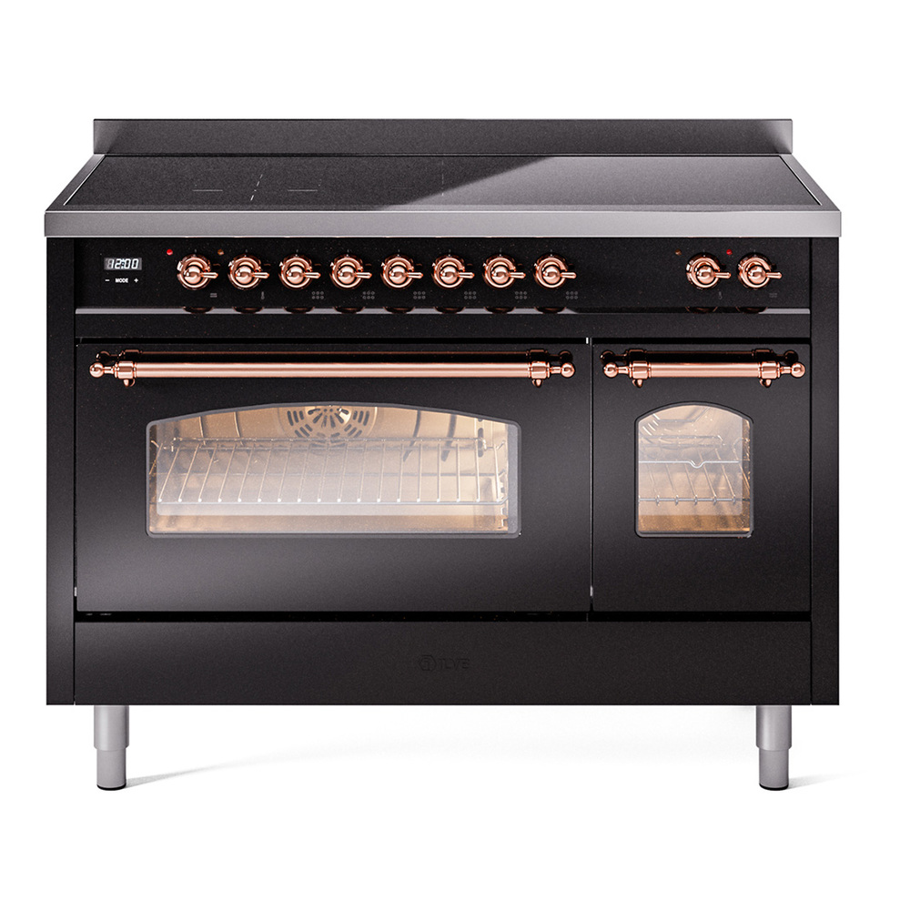 Nostalgie II 48 UPI486NMPBKP Freestanding Electric Range Range with Induction Double Oven with Triple Glass Door with Copper knobs UPI486NMPBKP