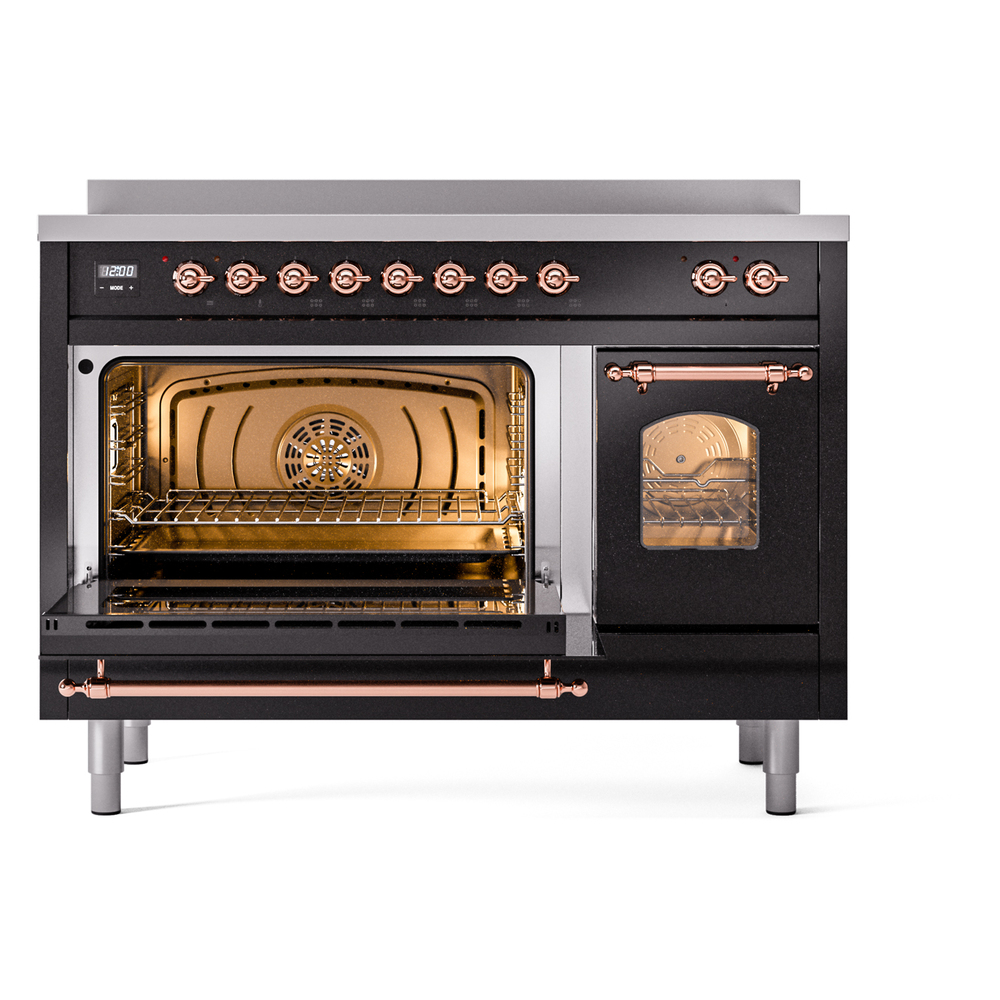 Nostalgie II 48 UPI486NMPBKP Freestanding Electric Range Range with Induction Double Oven with Triple Glass Door with Copper knobs UPI486NMPBKP