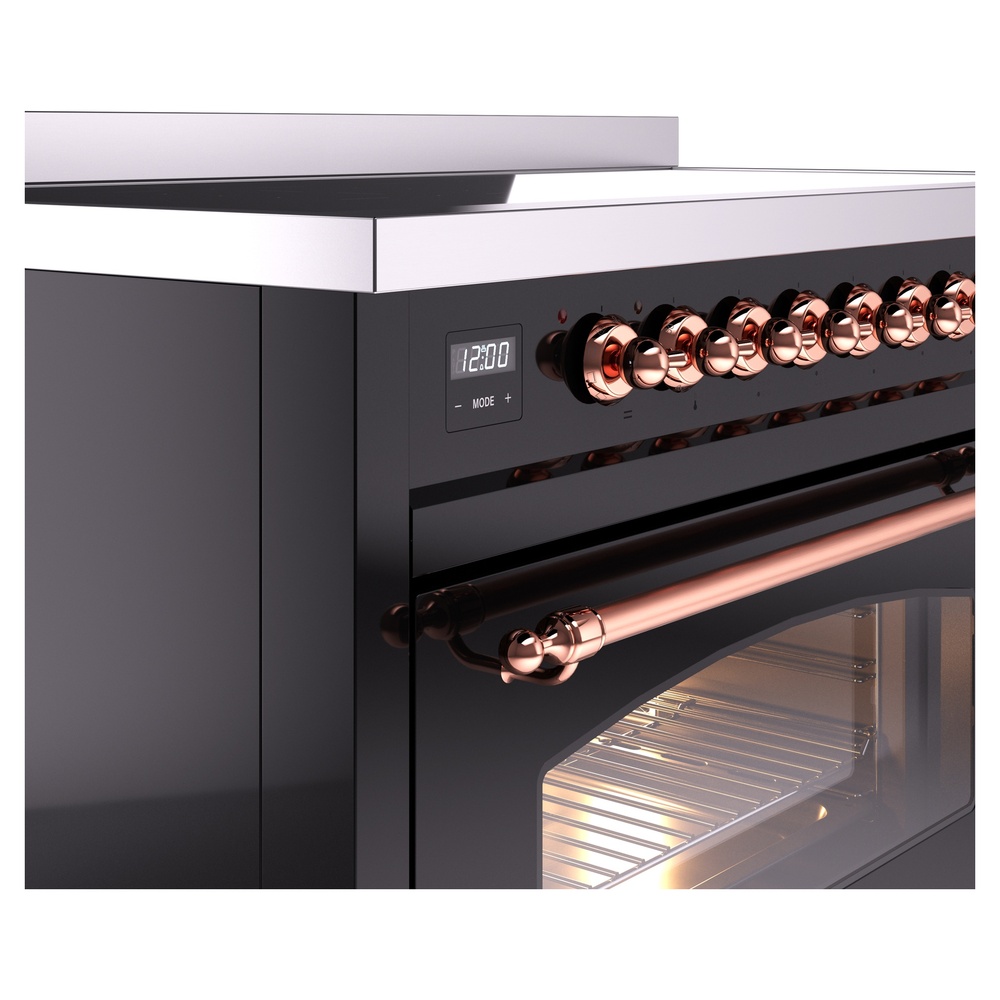 Nostalgie II 48 UPI486NMPBKP Freestanding Electric Range Range with Induction Double Oven with Triple Glass Door with Copper knobs UPI486NMPBKP