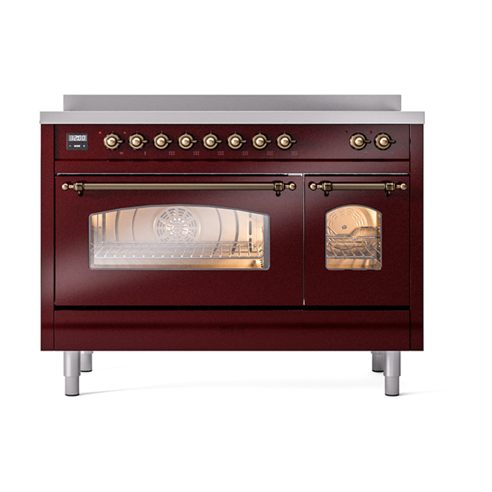 Nostalgie II 48 UPI486NMPBUB Freestanding Electric Range Range with Induction Double Oven with Triple Glass Door with Bronze knobs UPI486NMPBUB