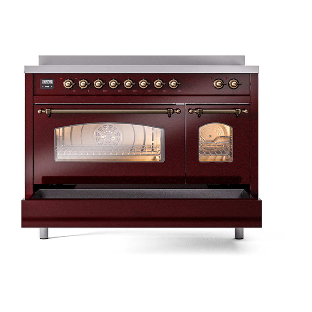Nostalgie II 48 UPI486NMPBUB Freestanding Electric Range Range with Induction Double Oven with Triple Glass Door with Bronze knobs UPI486NMPBUB