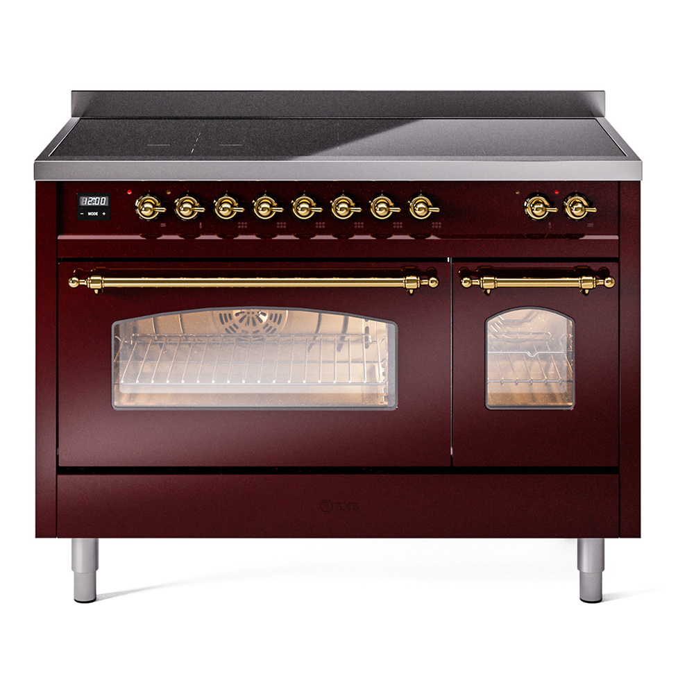 Nostalgie II 48 UPI486NMPBUG Freestanding Electric Range Range with Induction Double Oven with Triple Glass Door with Brass knobs UPI486NMPBUG