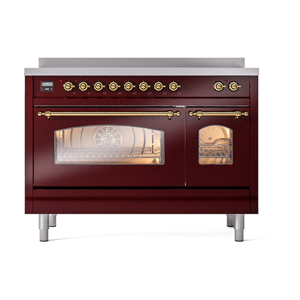 Nostalgie II 48 UPI486NMPBUG Freestanding Electric Range Range with Induction Double Oven with Triple Glass Door with Brass knobs UPI486NMPBUG