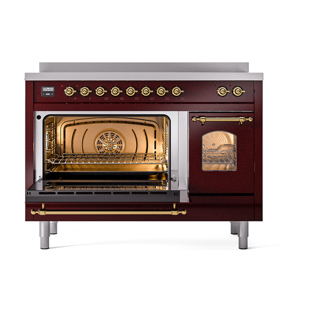 Nostalgie II 48 UPI486NMPBUG Freestanding Electric Range Range with Induction Double Oven with Triple Glass Door with Brass knobs UPI486NMPBUG