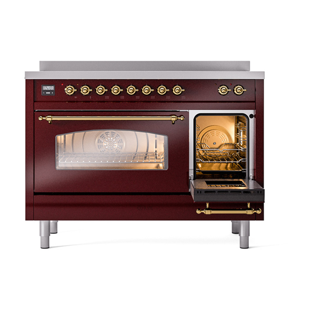 Nostalgie II 48 UPI486NMPBUG Freestanding Electric Range Range with Induction Double Oven with Triple Glass Door with Brass knobs UPI486NMPBUG