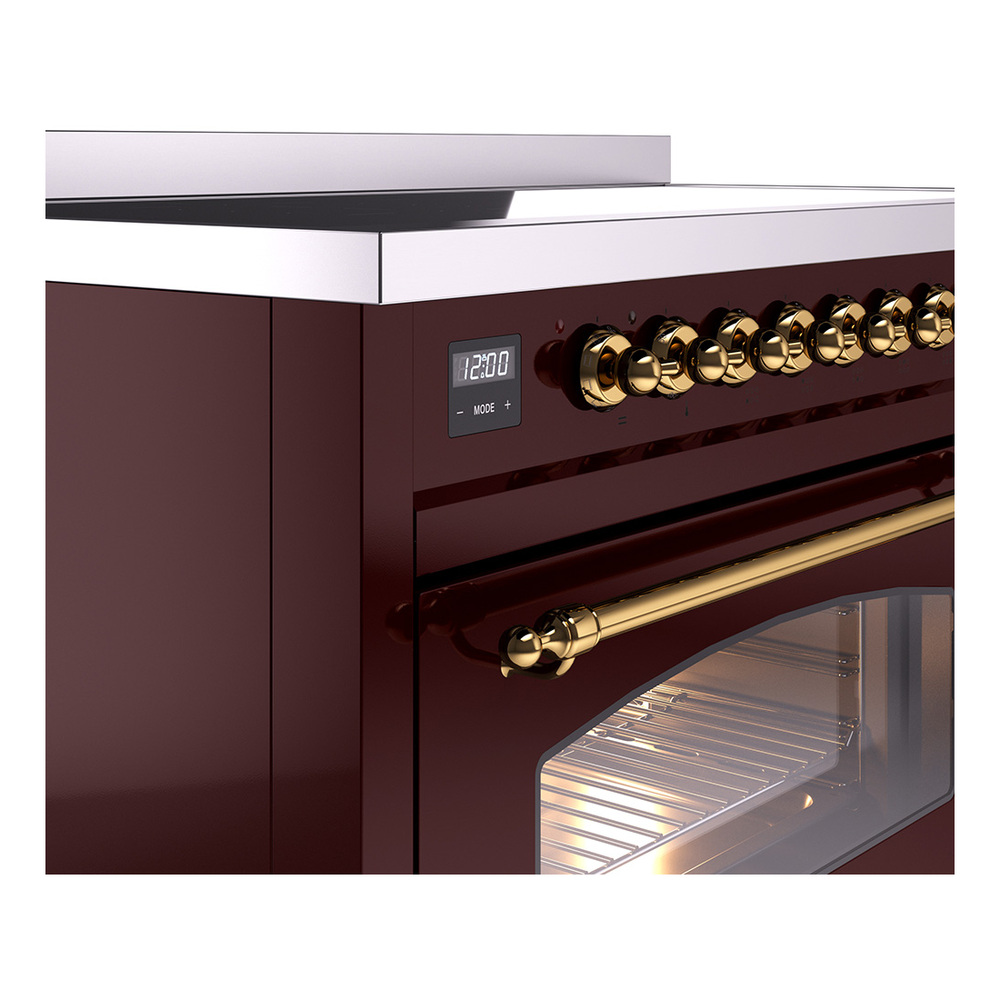 Nostalgie II 48 UPI486NMPBUG Freestanding Electric Range Range with Induction Double Oven with Triple Glass Door with Brass knobs UPI486NMPBUG