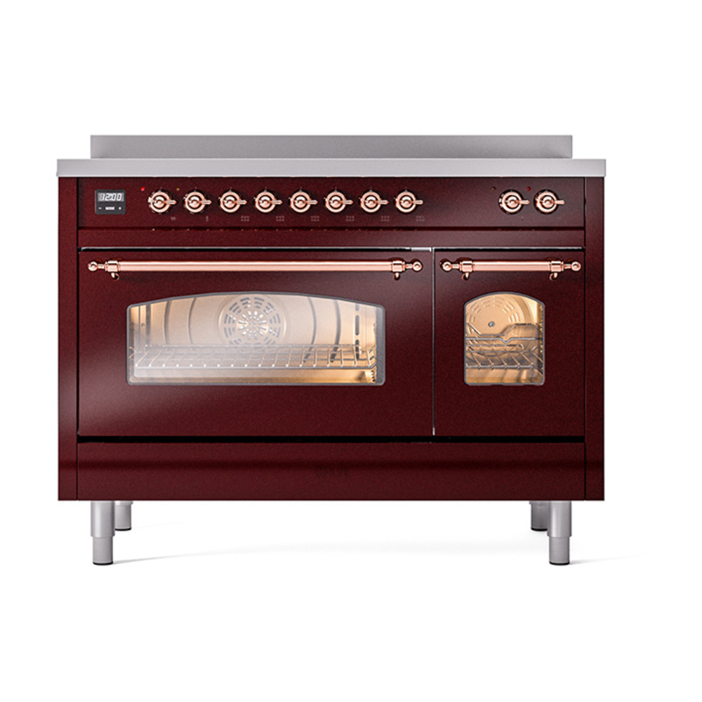Nostalgie II 48 UPI486NMPBUP Freestanding Electric Range Range with Induction Double Oven with Triple Glass Door with Copper knobs UPI486NMPBUP