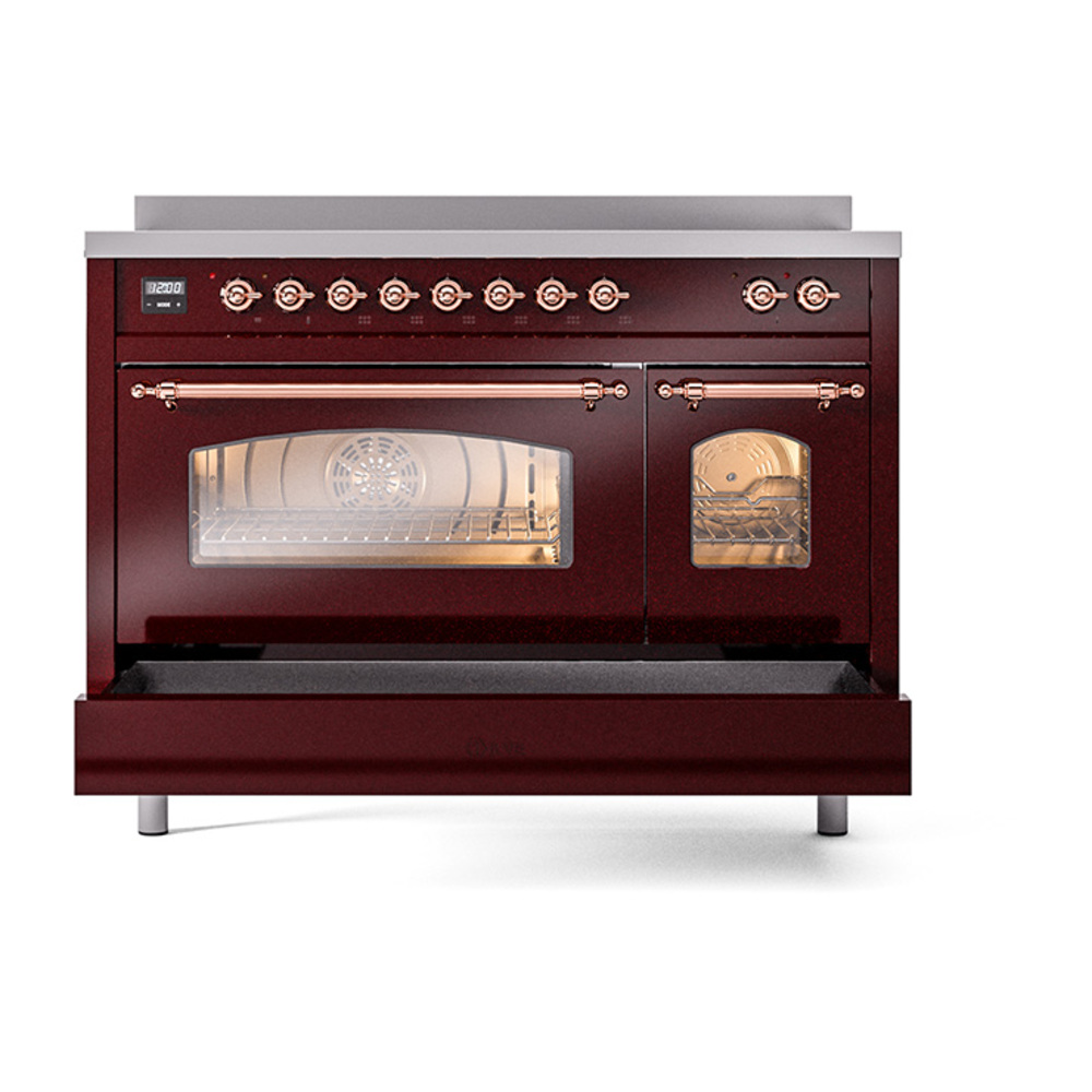 Nostalgie II 48 UPI486NMPBUP Freestanding Electric Range Range with Induction Double Oven with Triple Glass Door with Copper knobs UPI486NMPBUP