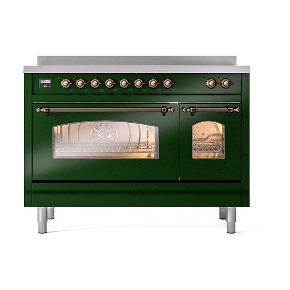 Nostalgie II 48 UPI486NMPEGB Freestanding Electric Range Range with Induction Double Oven with Triple Glass Door with Bronze knobs UPI486NMPEGB