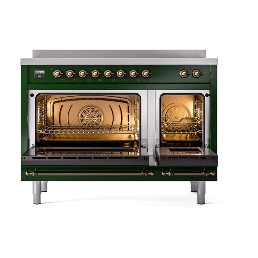 Nostalgie II 48 UPI486NMPEGB Freestanding Electric Range Range with Induction Double Oven with Triple Glass Door with Bronze knobs UPI486NMPEGB