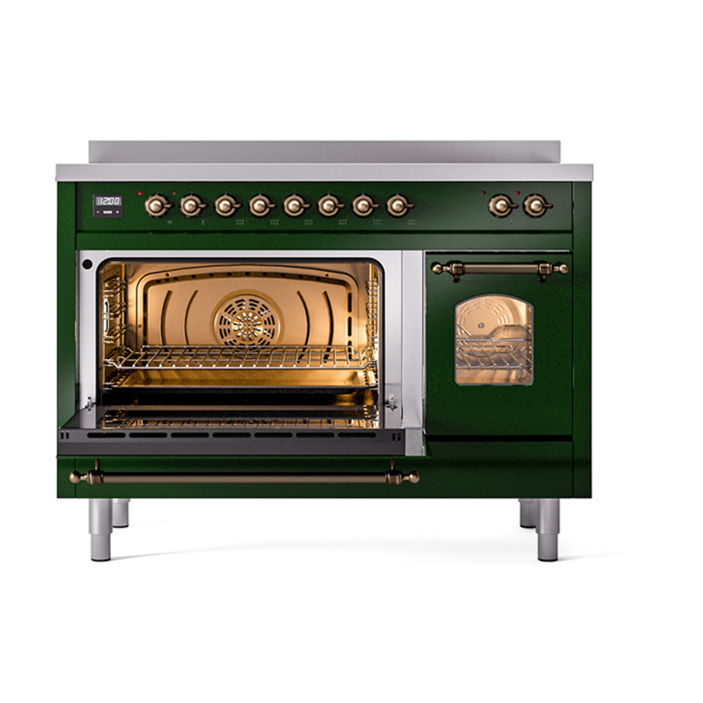 Nostalgie II 48 UPI486NMPEGB Freestanding Electric Range Range with Induction Double Oven with Triple Glass Door with Bronze knobs UPI486NMPEGB