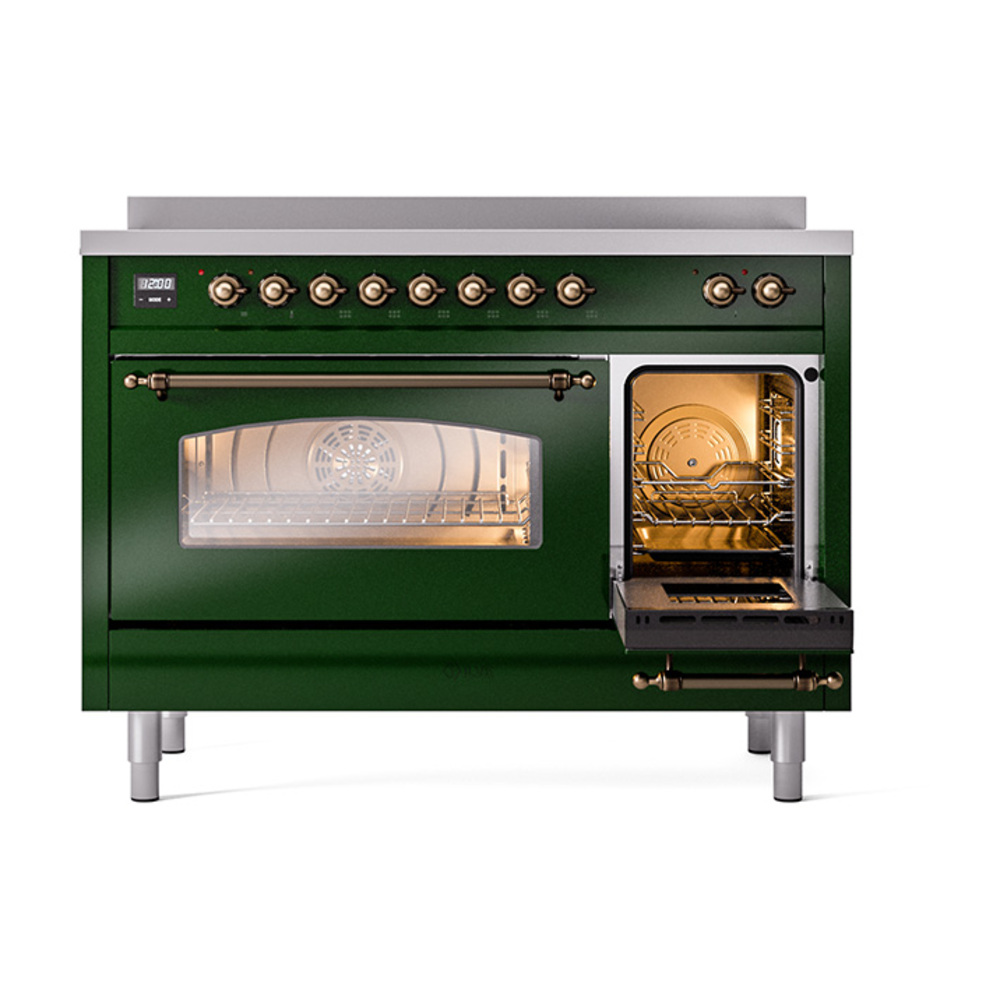 Nostalgie II 48 UPI486NMPEGB Freestanding Electric Range Range with Induction Double Oven with Triple Glass Door with Bronze knobs UPI486NMPEGB