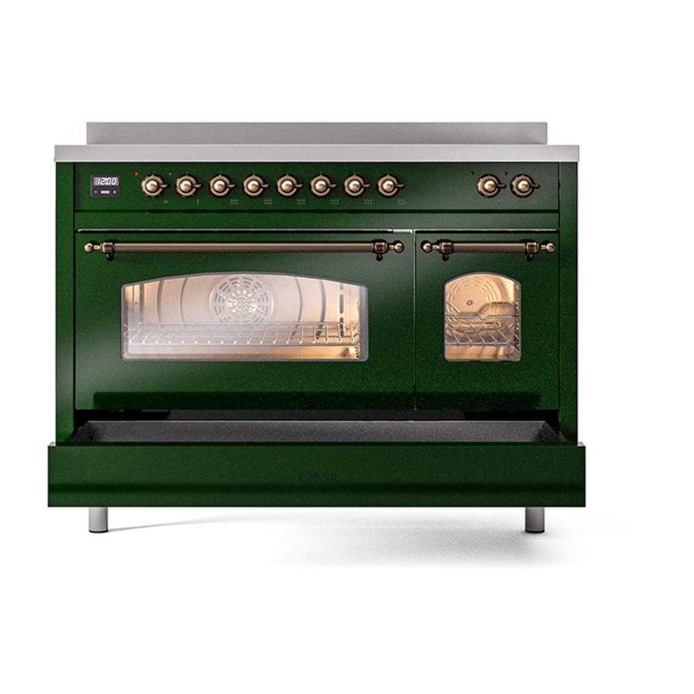 Nostalgie II 48 UPI486NMPEGB Freestanding Electric Range Range with Induction Double Oven with Triple Glass Door with Bronze knobs UPI486NMPEGB