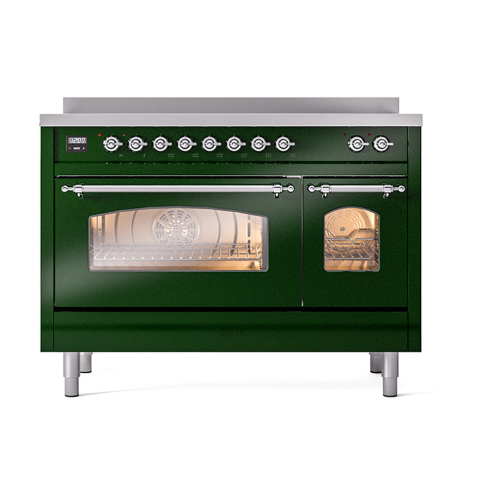 Nostalgie II 48 UPI486NMPEGC Freestanding Electric Range Range with Induction Double Oven with Triple Glass Door with Chrome knobs UPI486NMPEGC