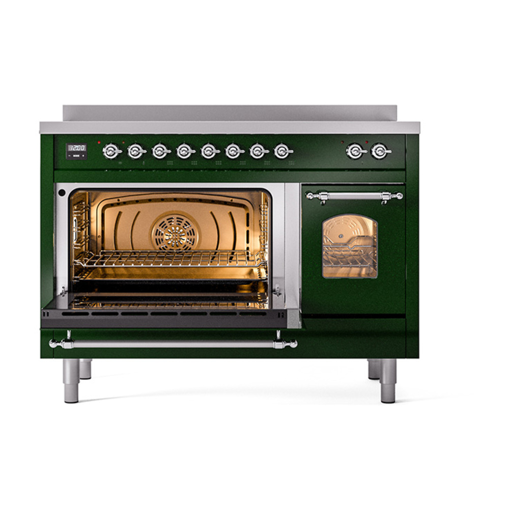 Nostalgie II 48 UPI486NMPEGC Freestanding Electric Range Range with Induction Double Oven with Triple Glass Door with Chrome knobs UPI486NMPEGC