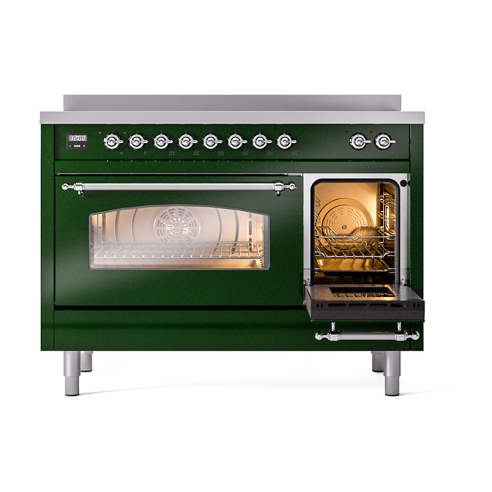 Nostalgie II 48 UPI486NMPEGC Freestanding Electric Range Range with Induction Double Oven with Triple Glass Door with Chrome knobs UPI486NMPEGC
