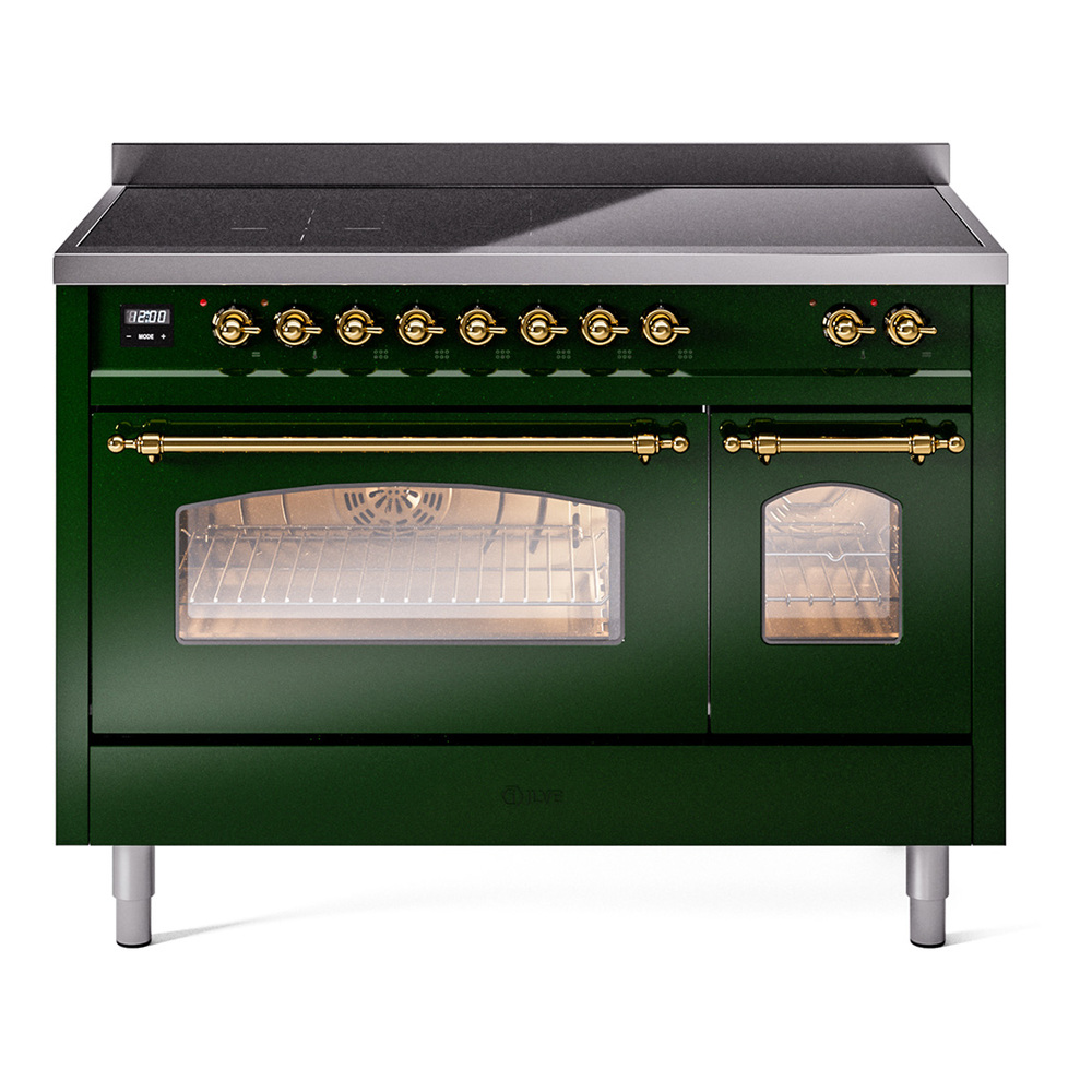 Nostalgie II 48 UPI486NMPEGG Freestanding Electric Range Range with Induction Double Oven with Triple Glass Door with Brass knobs UPI486NMPEGG