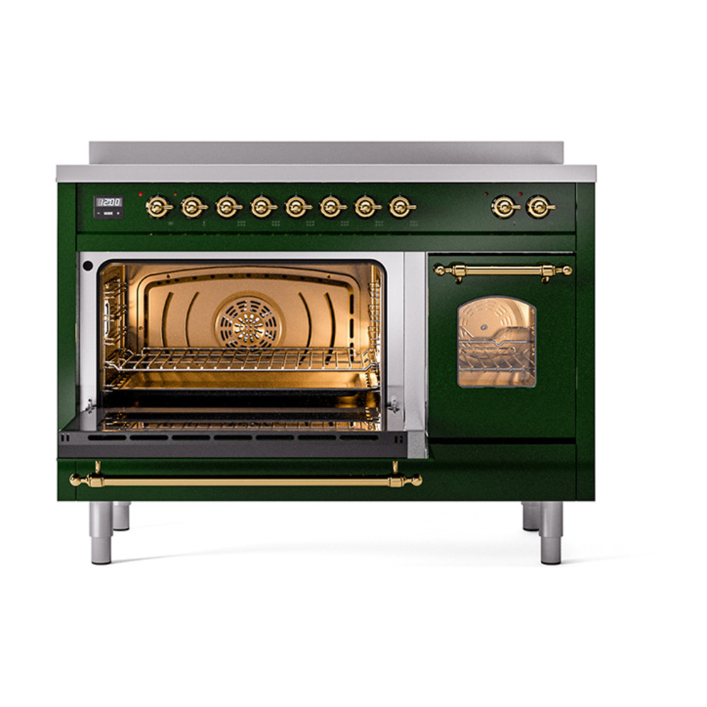 Nostalgie II 48 UPI486NMPEGG Freestanding Electric Range Range with Induction Double Oven with Triple Glass Door with Brass knobs UPI486NMPEGG