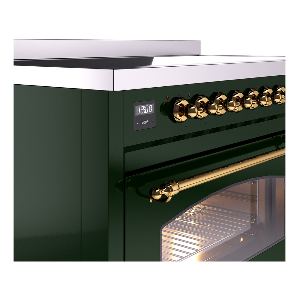 Nostalgie II 48 UPI486NMPEGG Freestanding Electric Range Range with Induction Double Oven with Triple Glass Door with Brass knobs UPI486NMPEGG