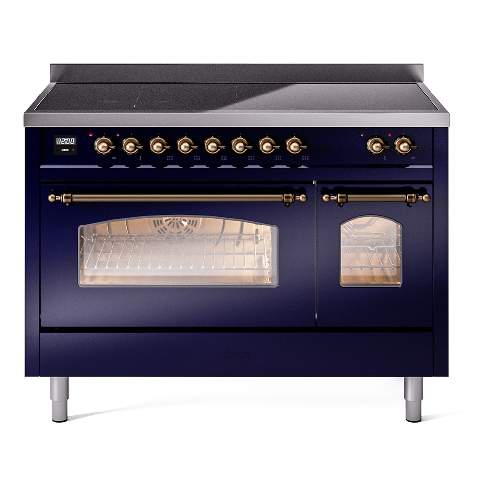 Nostalgie II 48 UPI486NMPMBB Freestanding Electric Range Range with Induction Double Oven with Triple Glass Door with Bronze knobs UPI486NMPMBB