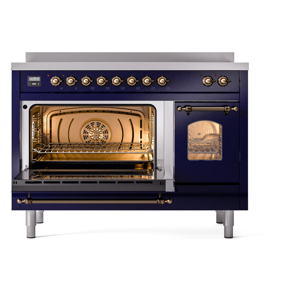 Nostalgie II 48 UPI486NMPMBB Freestanding Electric Range Range with Induction Double Oven with Triple Glass Door with Bronze knobs UPI486NMPMBB