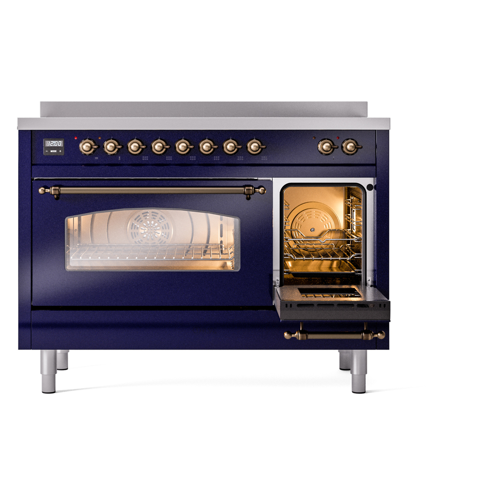 Nostalgie II 48 UPI486NMPMBB Freestanding Electric Range Range with Induction Double Oven with Triple Glass Door with Bronze knobs UPI486NMPMBB